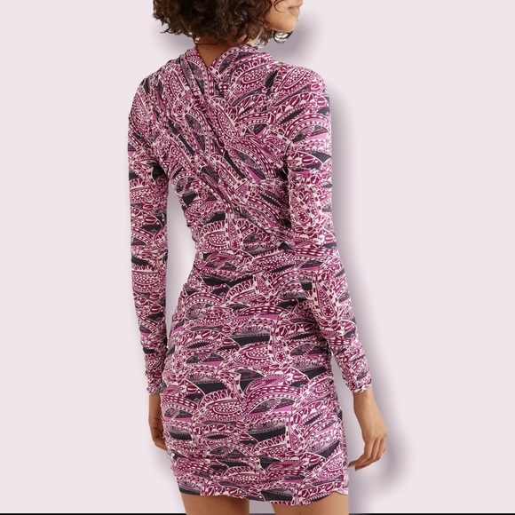 2hr Sale♦️ISABEL MARANT Dress Ruched Jersey Magenta NWOT - Picture 2 of 10